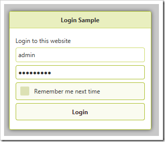 Default login modal form.