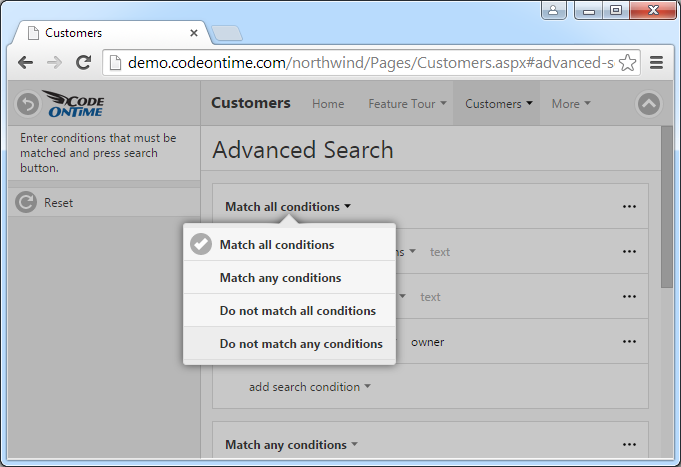 Four data matching methods are supported.