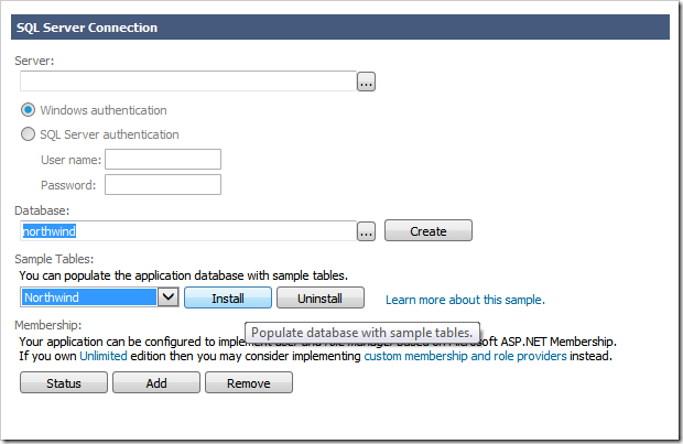 Populating empty sample database with data for a project with Touch UI.