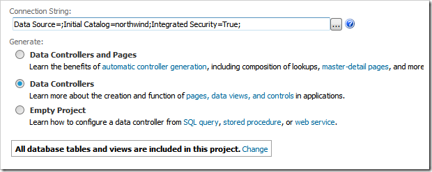 Choosing data controller and page creation mode for the app with Touch UI.