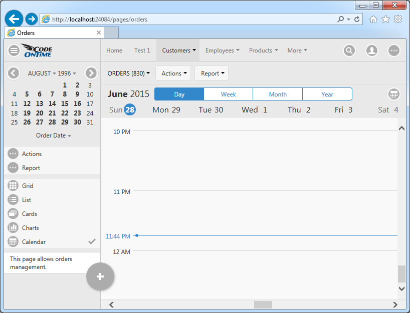 Day mode of Calendar view style in Touch UI