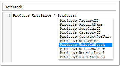 Auto complete option in the SQL formula field.