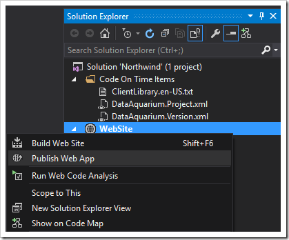 Publishing a web app from Visual Studio.