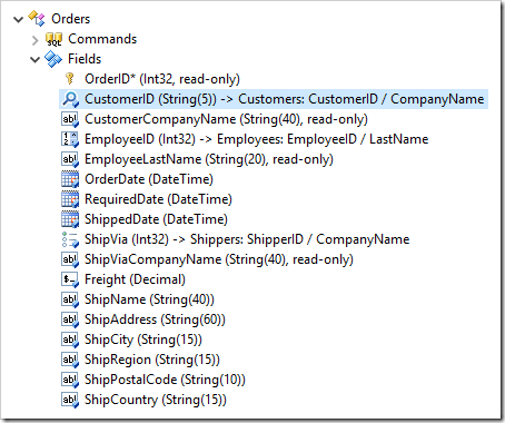 Editing the CustomerID field of Orders controller.