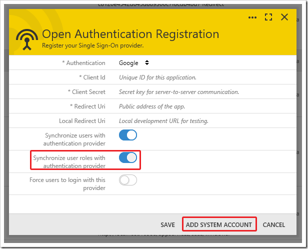 Synchronizing user roles via external authentication.