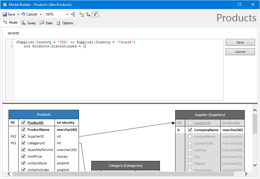 Adding a filter to the data model.