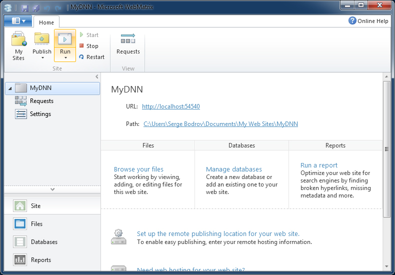 Running DotNetNuke from WebMatrix