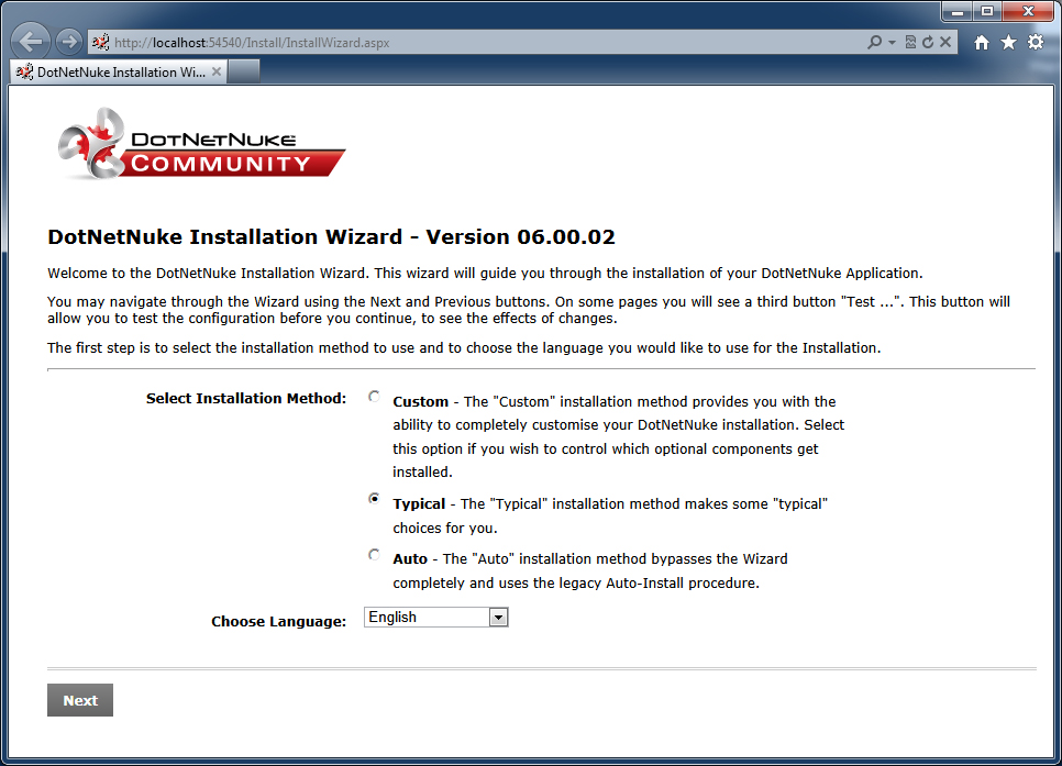 Installing DotNetNuke