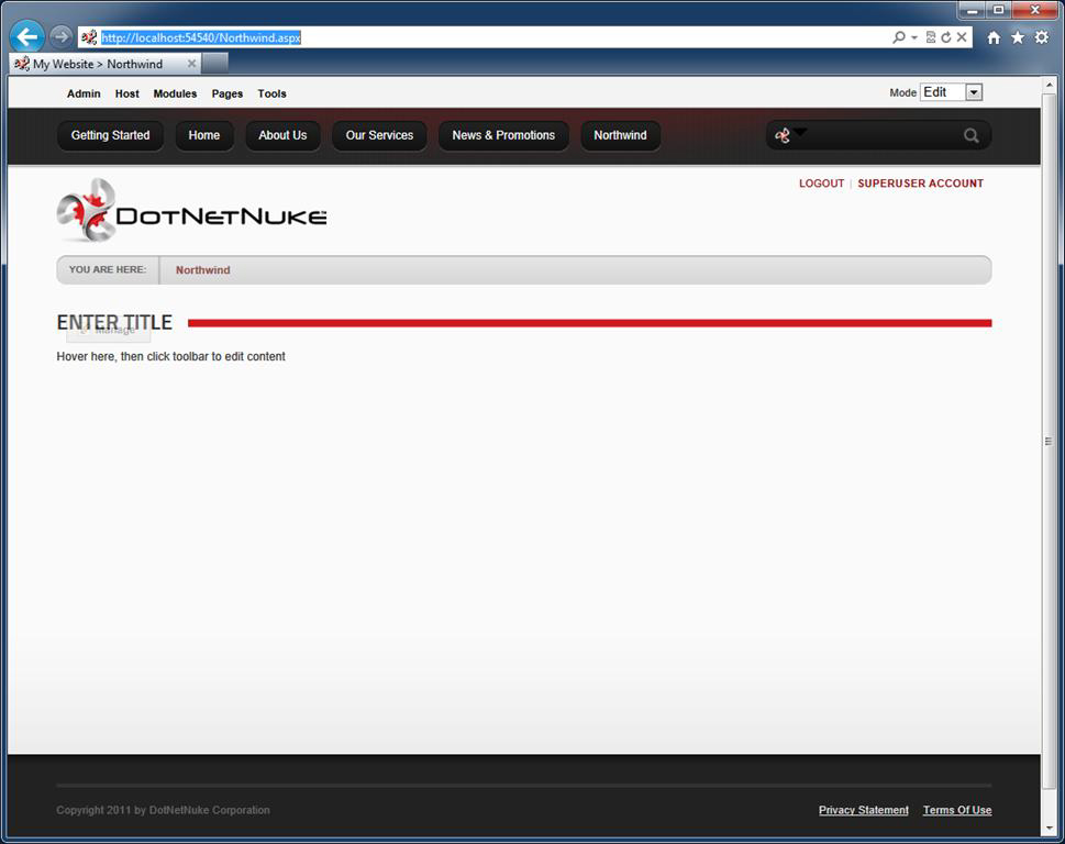 New Northwind Dotnetnuke Page