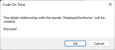 If the creation of the DataView field in confirmed in the Model Builder, then the new data model of the "detail" will be created and displayed. If the corresponding model exists already, then the "master" model will remain displayed.
